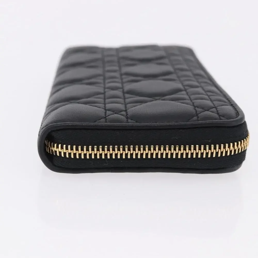 Dior Lambskin Leather Lady Dior Cannage Long Wallet Black